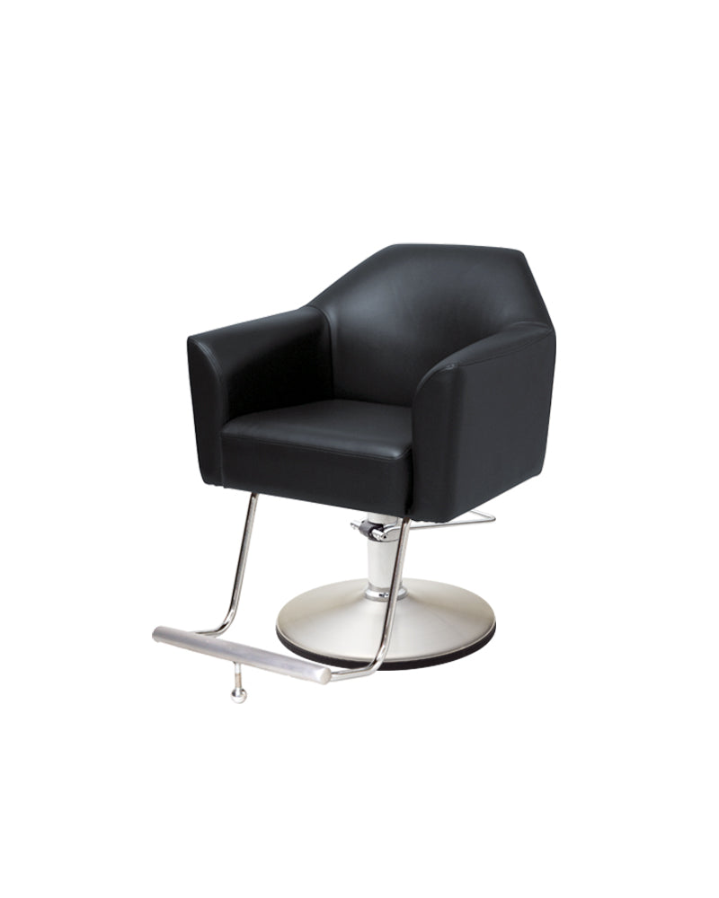 Morb - Black hairdressing chair - Built-in footrest - Chrome round base